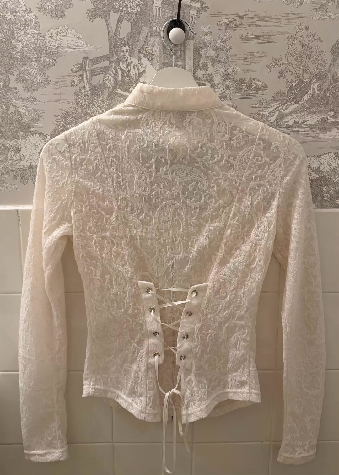 HOOK-EYE JACQUARD LACE TOP / LG1742