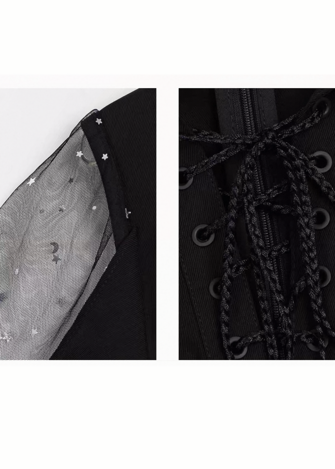 PEARL SHEER SLEEVE LACE-UP DRESS / LG1599