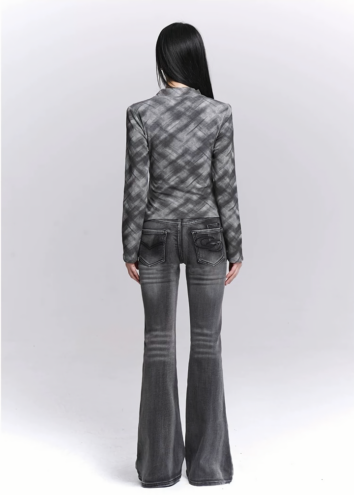 WASHED GREY FLARE DENIM / LG1528
