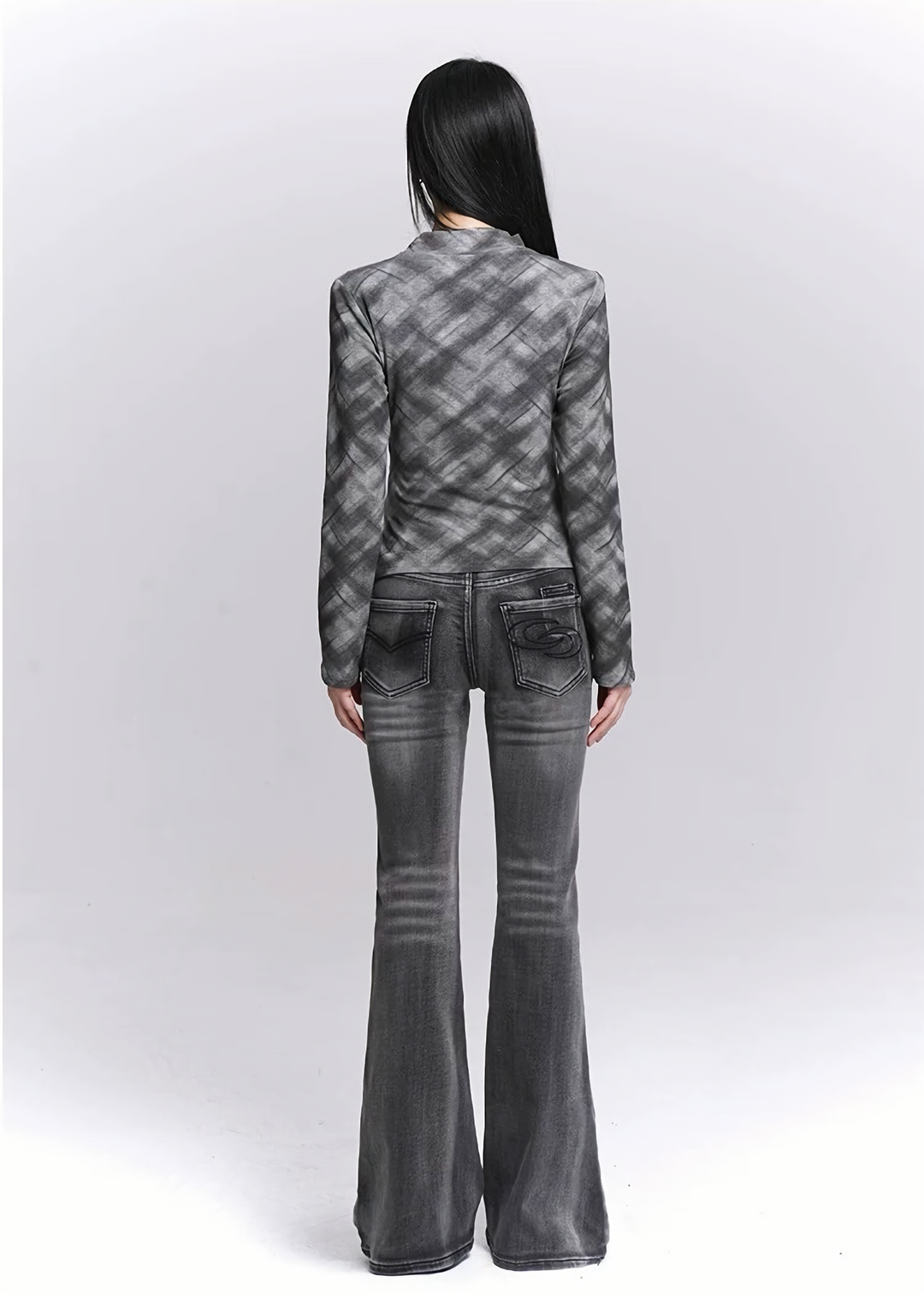 WASHED GREY FLARE DENIM / LG1528