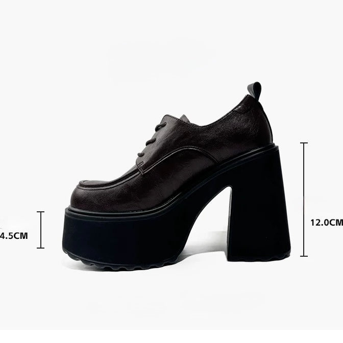 LACE-UP PLATFORM HEEL SHOES / V1164