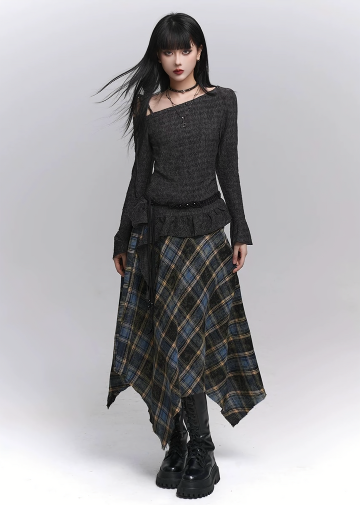 Asymmetry Neck Frill Top / lg1364