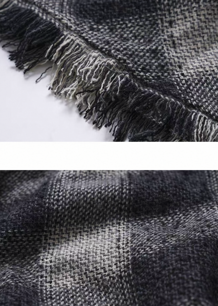 BLACK &amp; GREY CHECK IRREGULAR MIDI SKIRT / LG1533