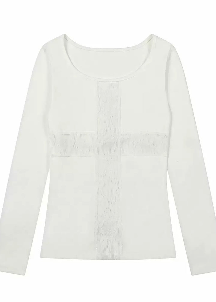 LACE CROSS CUTSEW TOP / LG1582