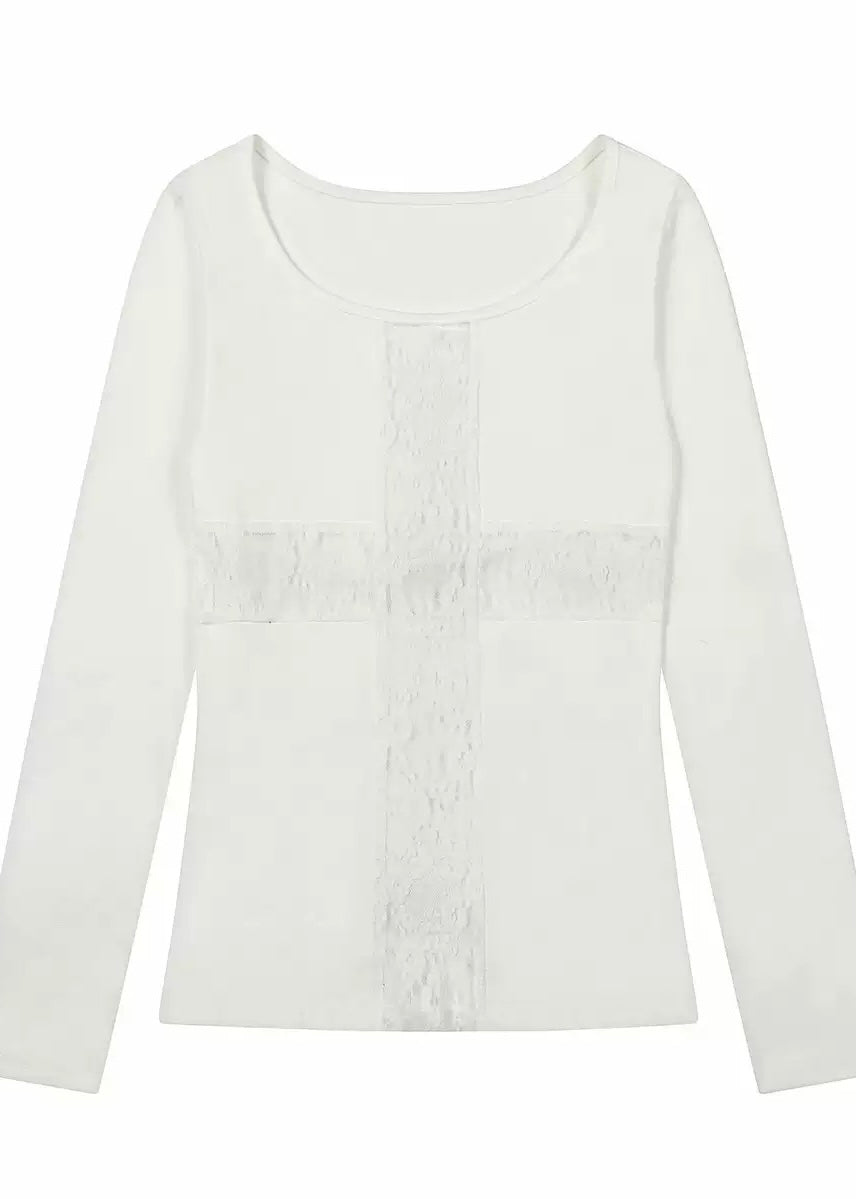 LACE CROSS CUTSEW TOP / LG1582