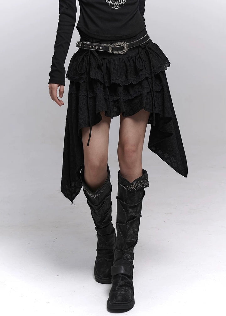 Shadow Shirring Ribbon Skirt / lg1361_e4r