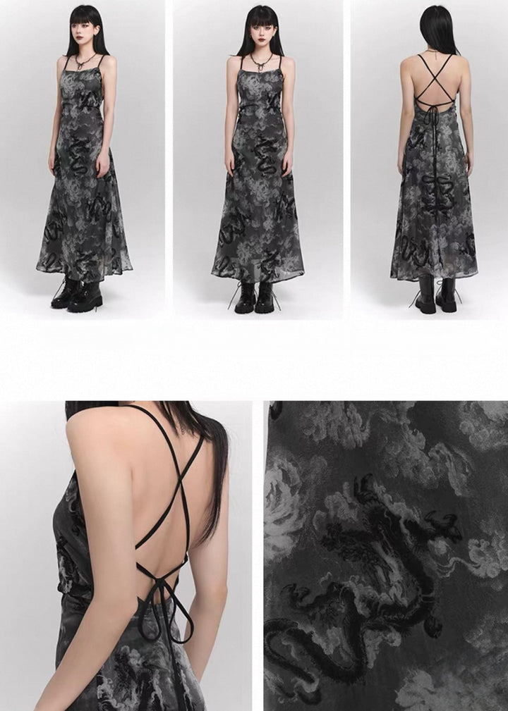 Black Mirage Dragon Dress & Veil Touch Sheer Bolero / lg1328