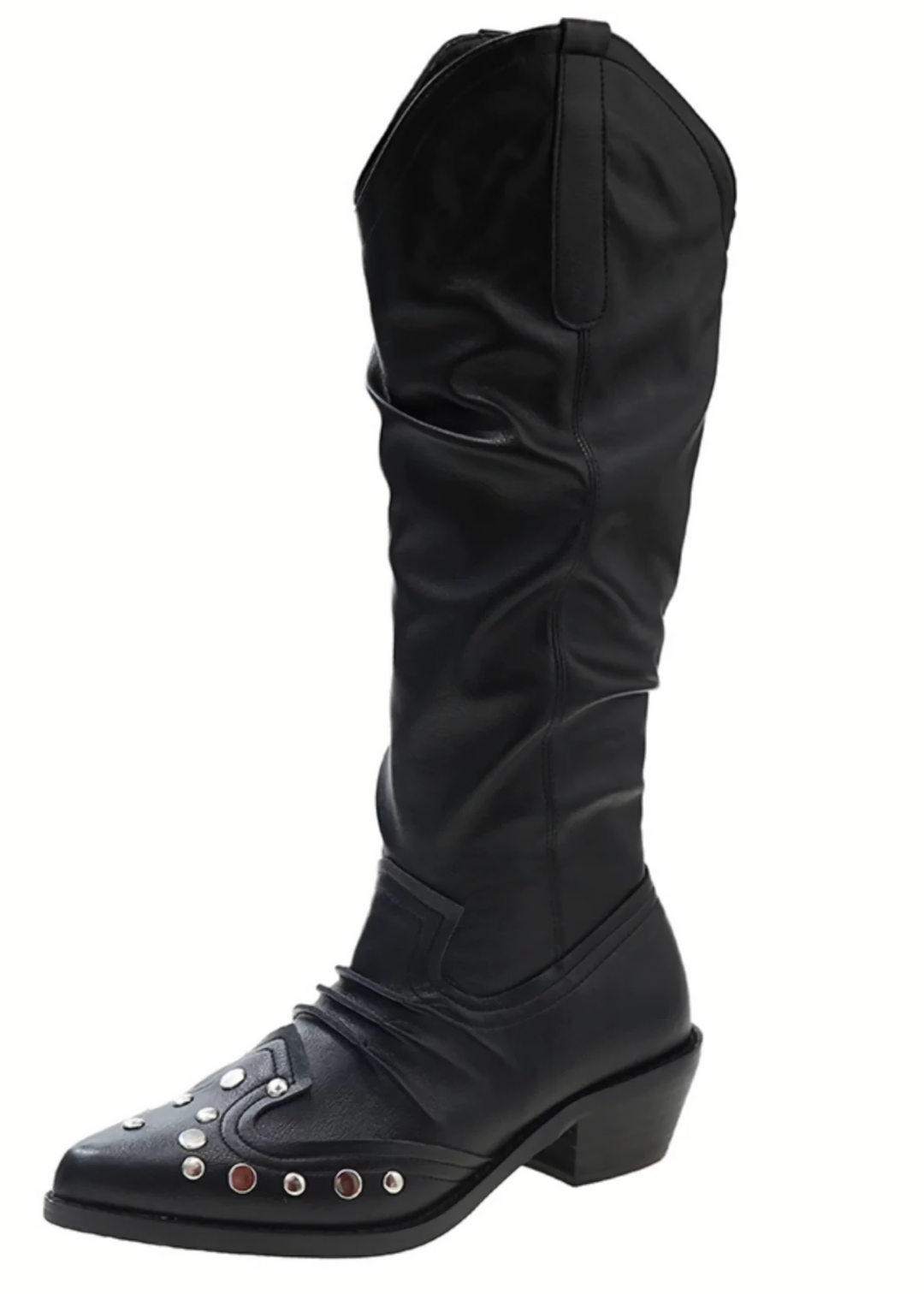 METAL STUDDED LONG WESTERN BOOTS / V1157