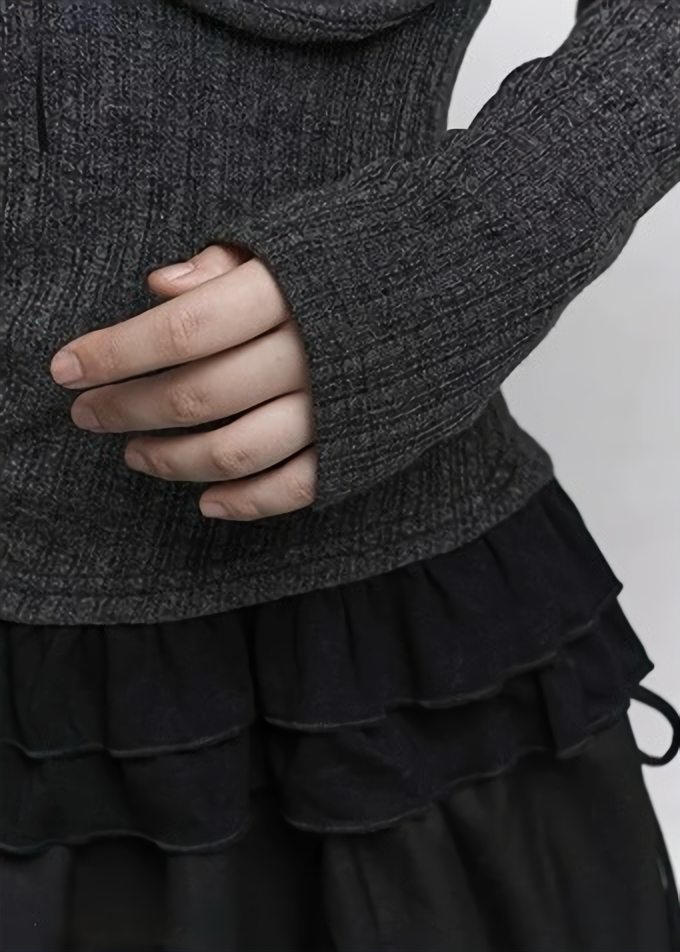 Twist Detail Rib Knit Top / lg1370