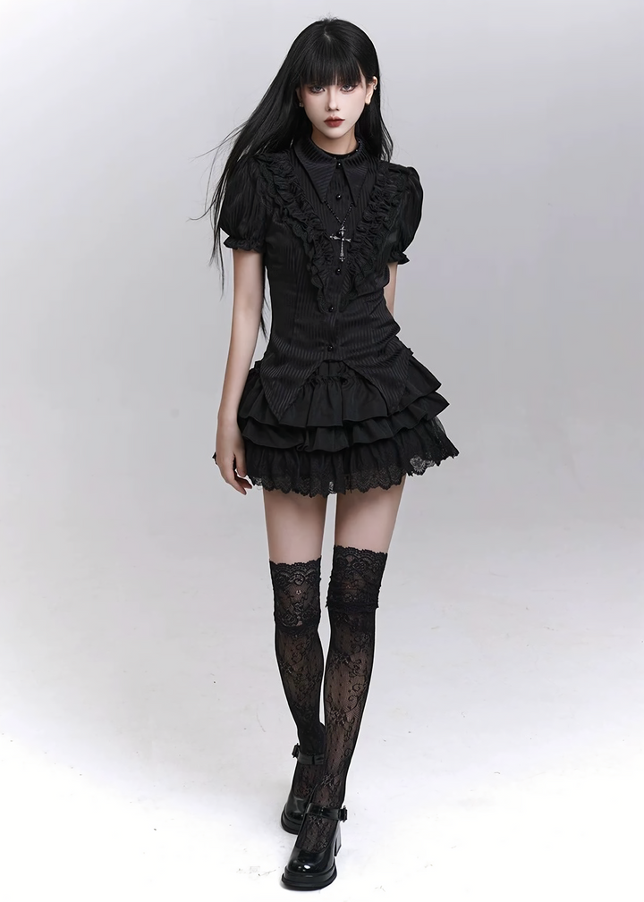 REQUIEM RUFFLE PUFF SLEEVE SHIRT / LG1308