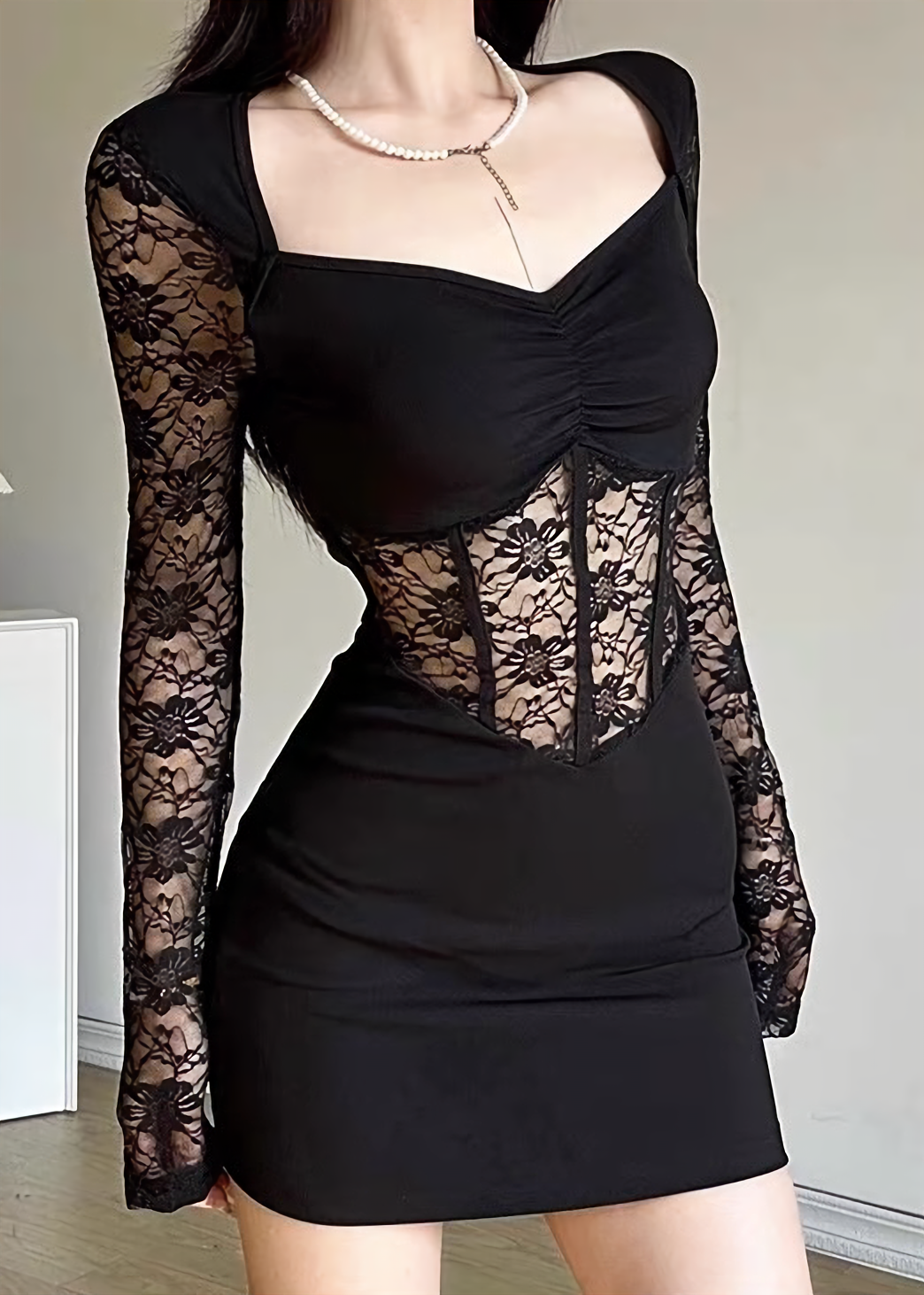 LACE CORSET MINI DRESS / LG1642