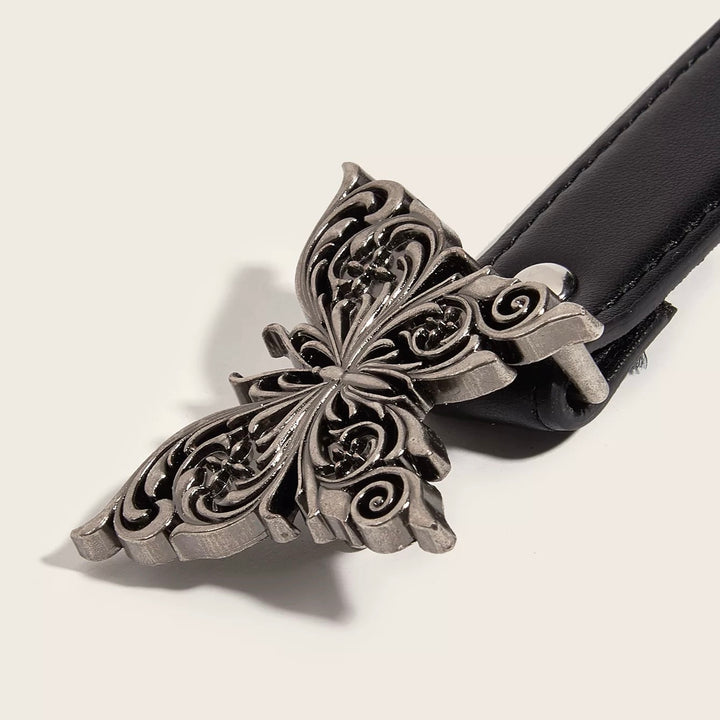 Butterfly motif buckle belt / a1122