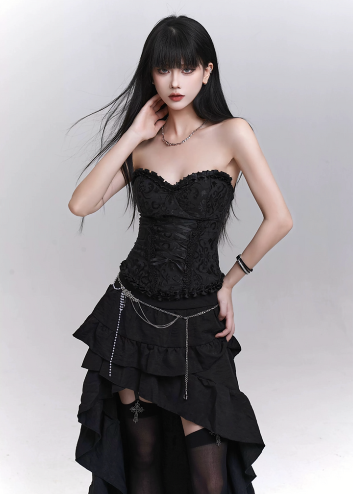 Gothic ribbon tube top / LG1298