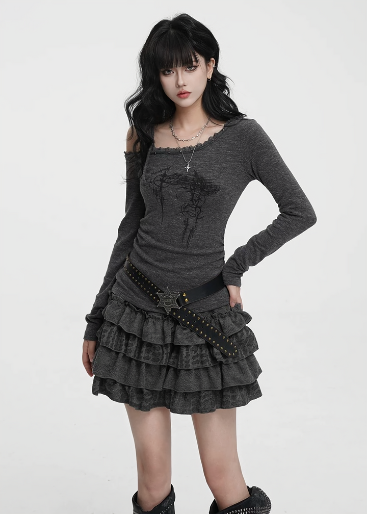 FRILL TIER MINI SKIRT / LG1426