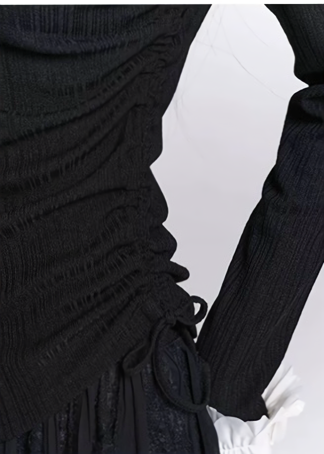 OFF SHOULDER FRILL RIB TOP / LG1534