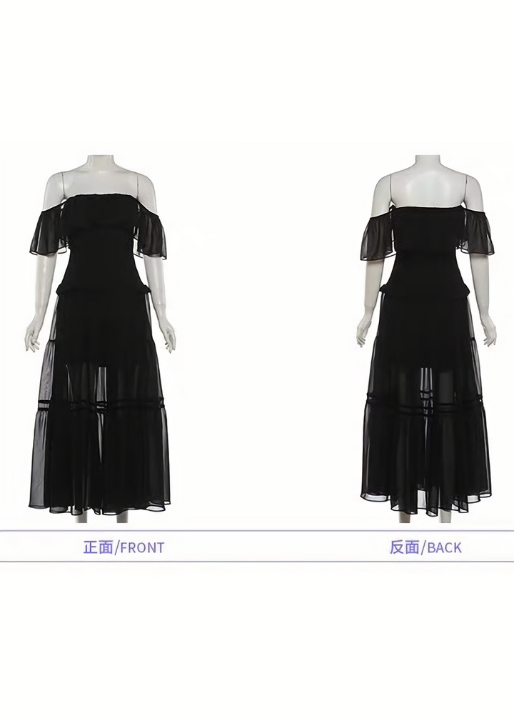 SHEER OFF SHOULDER LONG DRESS / LG1641