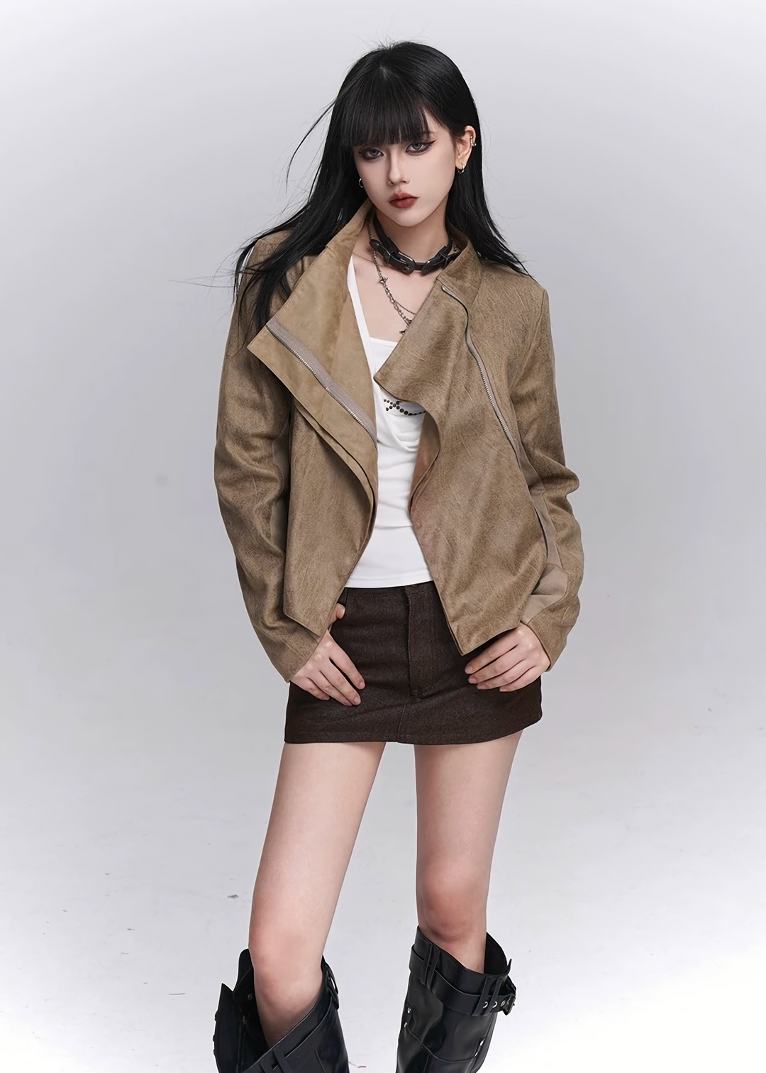 ASYMMETRY ZIP SHORT JACKET / LG1442