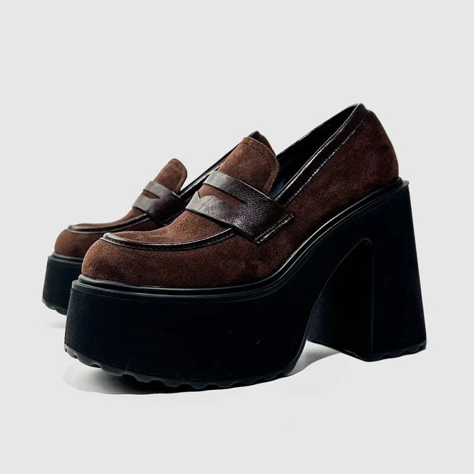CHUNKY PLATFORM LOAFER HEELS / V1163
