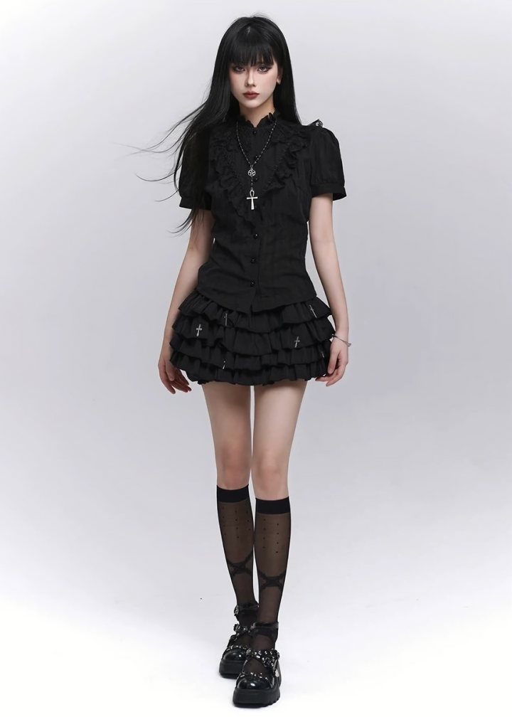 Celestial Cross Ribbon Blouse / LG1275_e4r