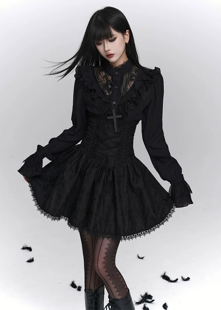 Midnight Ruffle Blouse / LG1403_e4r