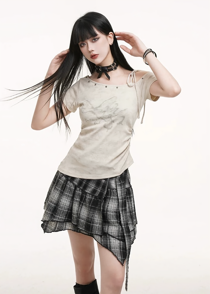 Off-the-shoulder shirring top / lg1260