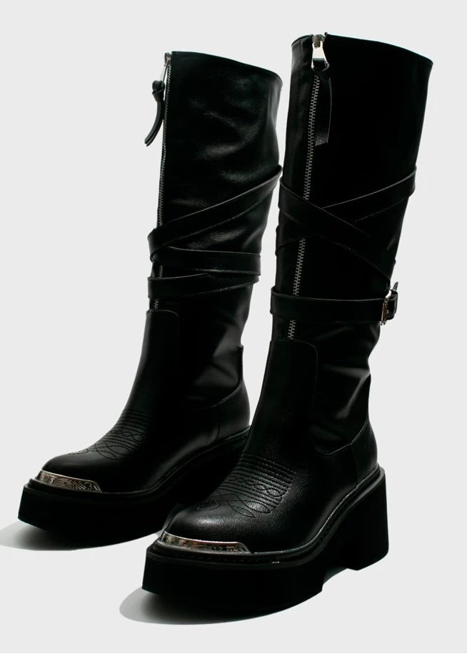 Rivet heavy metal high boots / v1111