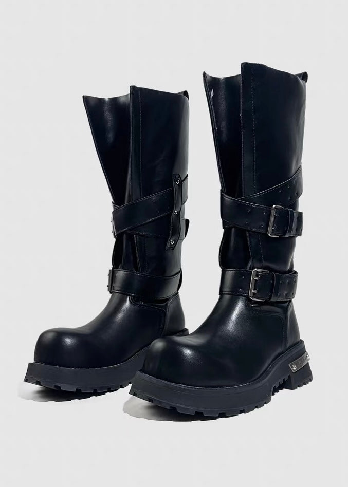 DARK Double Buckle Platform Boots / V1183