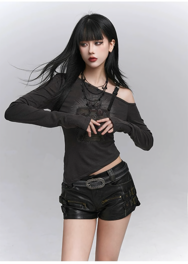 ASYMMETRY CROSS OFF SHOULDER TOP/lg1331 