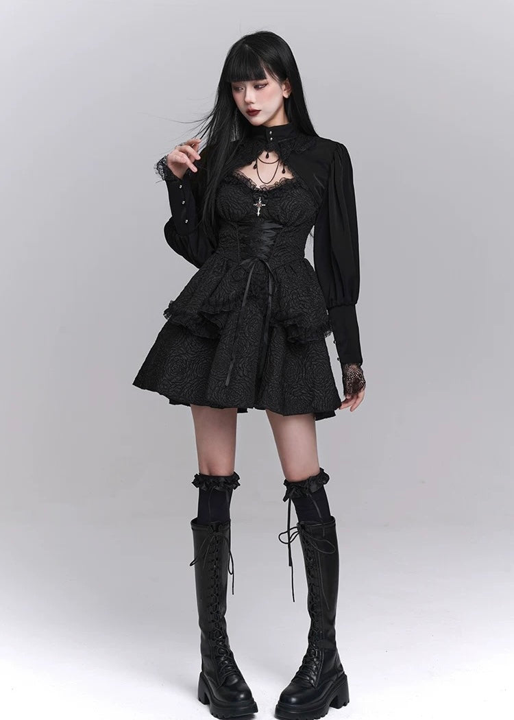 dark gothic mini dress / LG1222