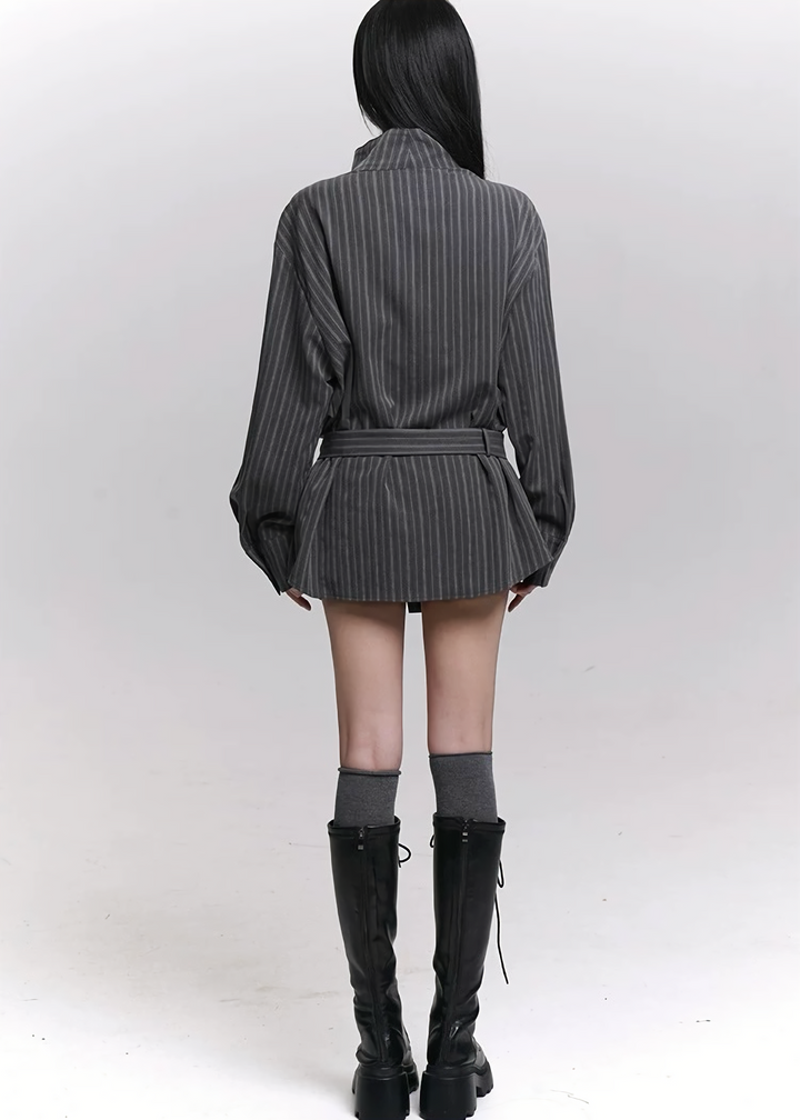 STRIPE HIGH-NECK SHIRT / LG1480