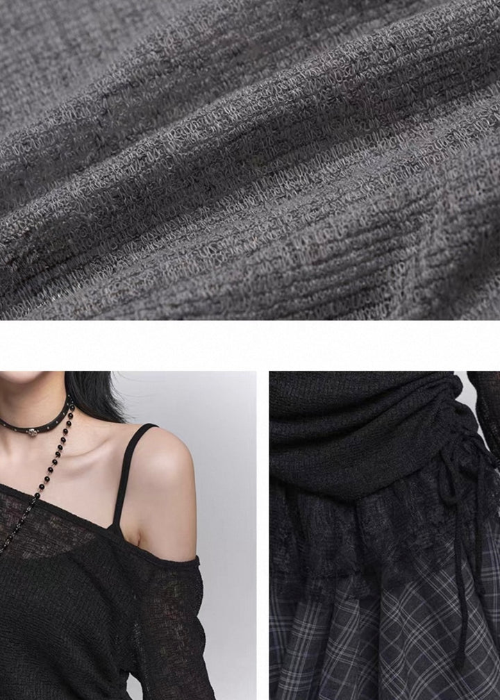 Lace Layered Sheer Knit Top / LG1359