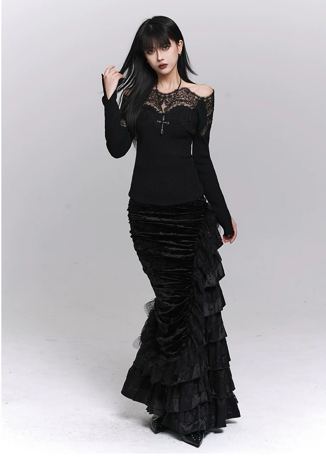 SHADOW DRAPE FISHTAIL SKIRT / LG1489