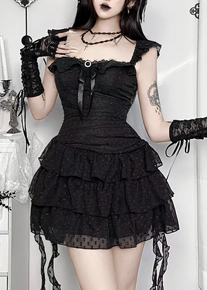 GOTHIC FRILL TIERED MINI ONEPIECE / LG1690