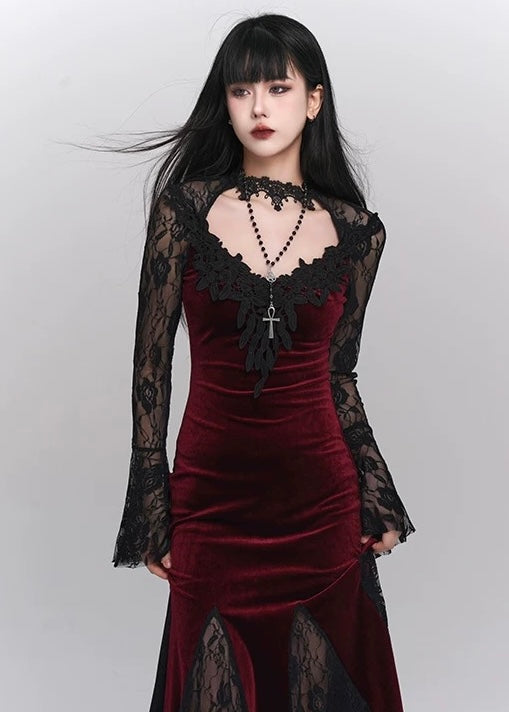 black velvet long dress / LG1177