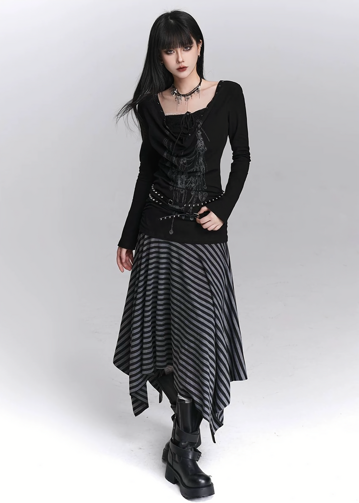 Chain Corset Long Sleeve Top / LG1443