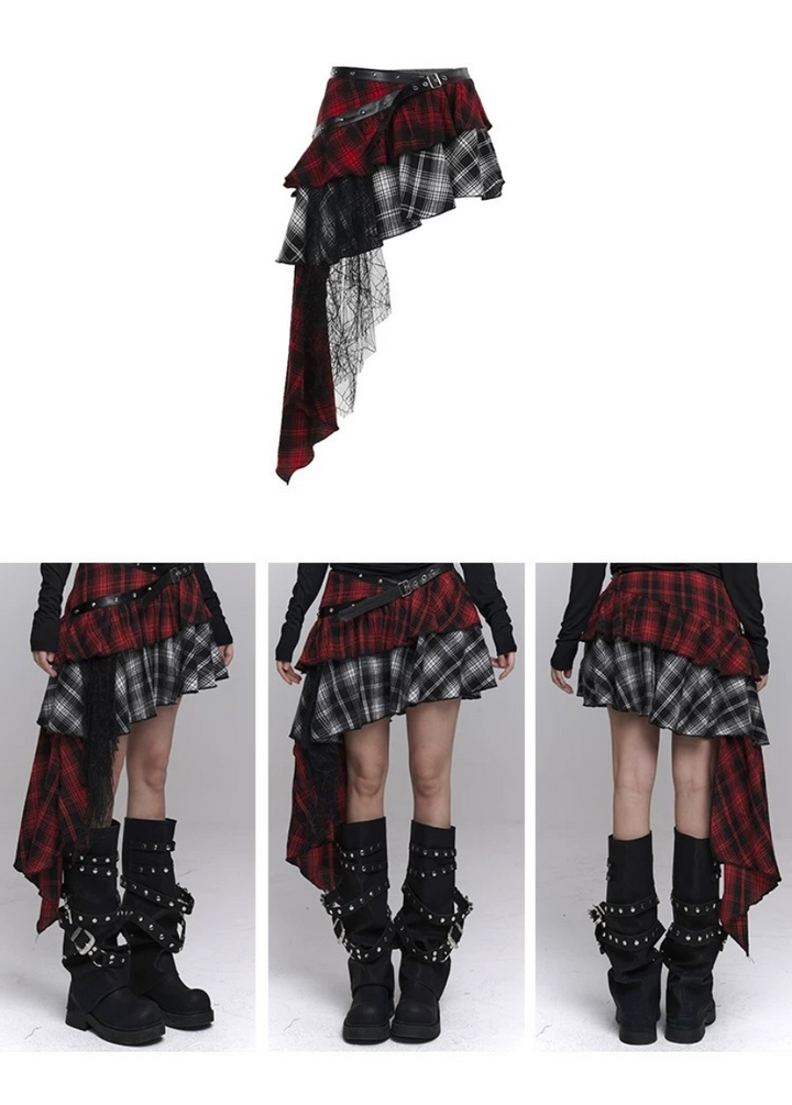 irregular plaid skirt / LG1239