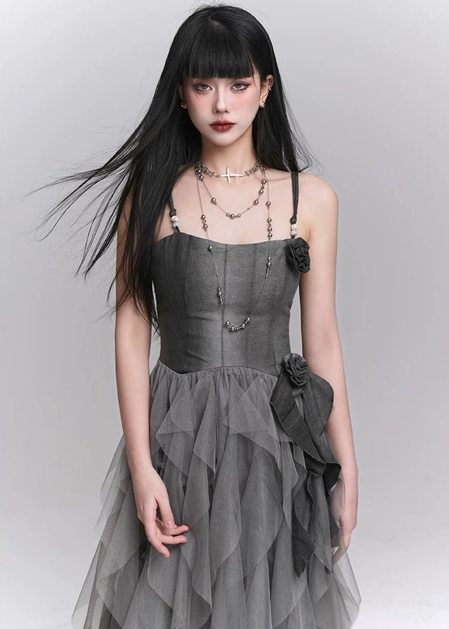 dark rose suspender dress / LG1214_e4r