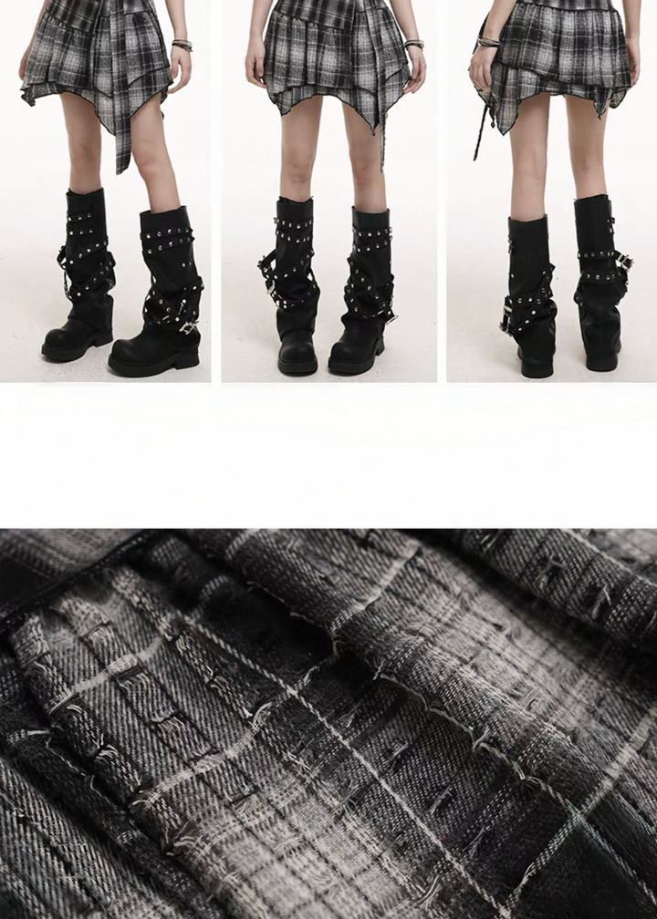 irregular check skirt / LG1259