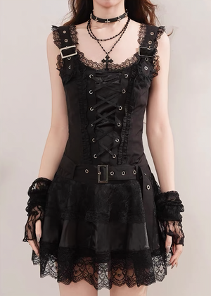 GOTHIC LACE-UP BELT DRESS / LG1622