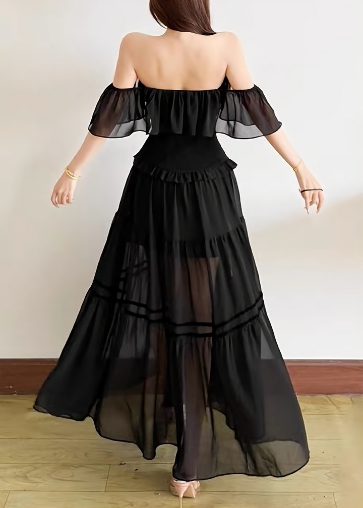SHEER OFF SHOULDER LONG DRESS / LG1641