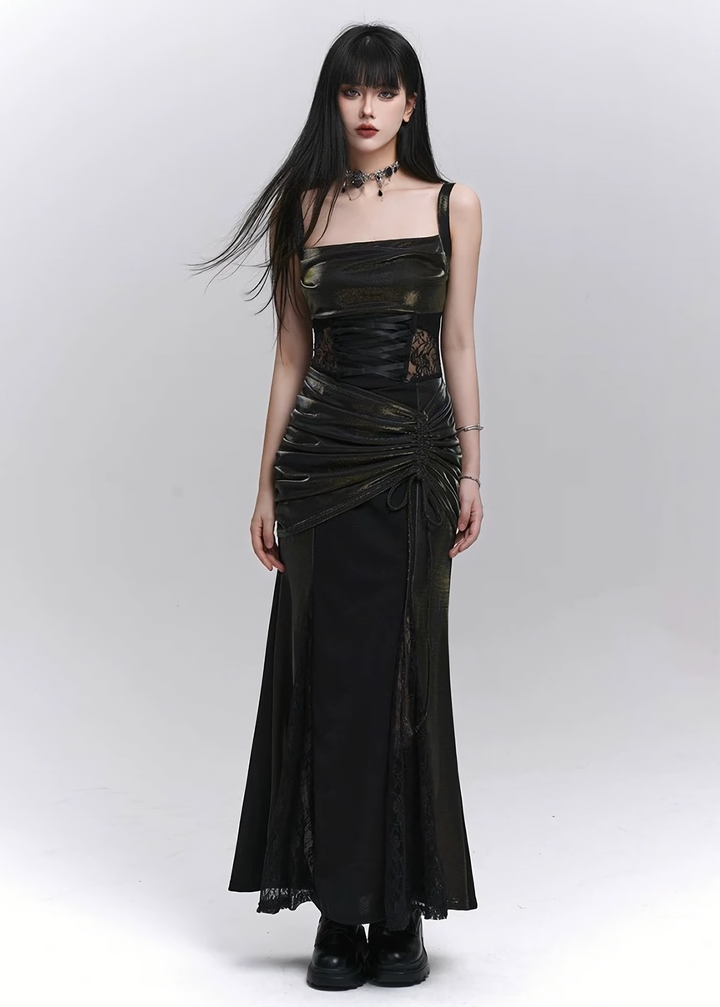 Shiny lace long dress / lg1272