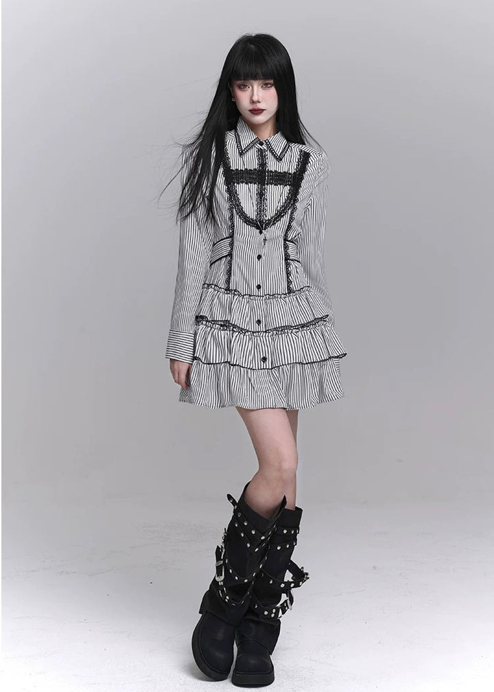 gothic striped dress / LG1237_e4r