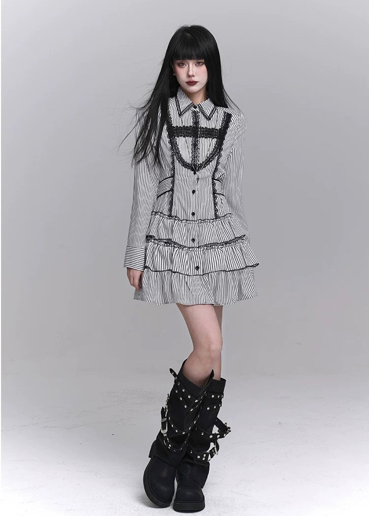 gothic striped dress / LG1237