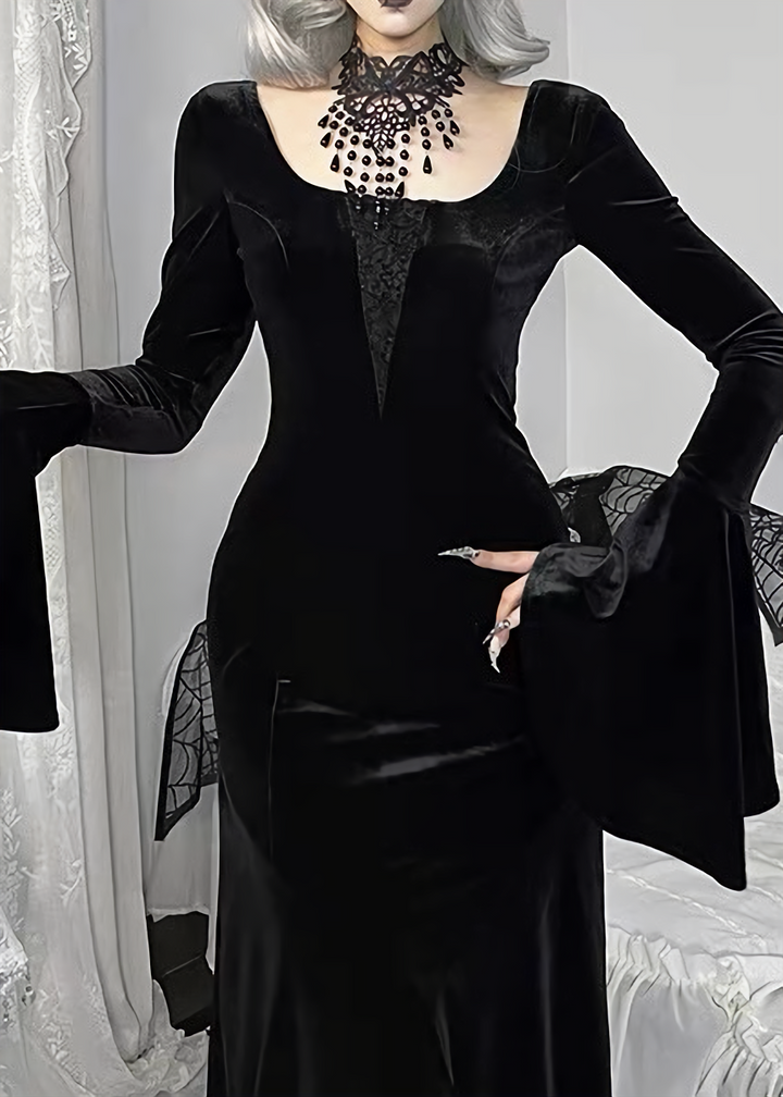 VELVET MERMAID BELL SLEEVE DRESS / LG1709