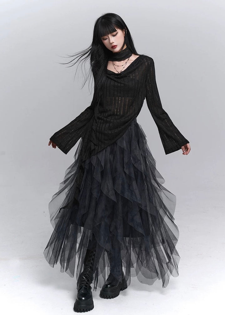 Shadow Veil Knit Top / lg1350_e4r