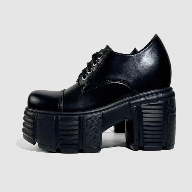 DARK CHUNKY PLATFORM LACE-UP SHOES / V1188