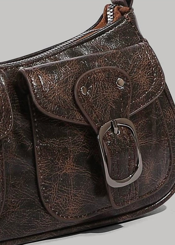 DOUBLE BUCKLE VINTAGE SHOULDER BAG / B1117