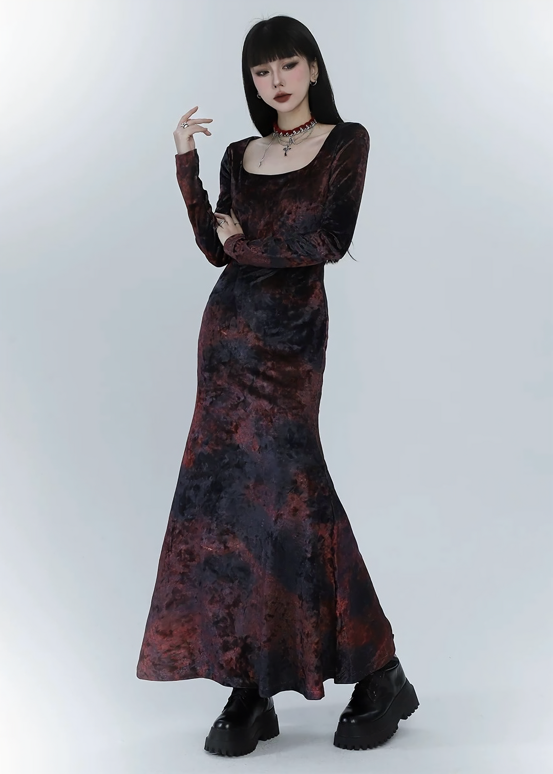 Red Marble Long Dress / LG1512