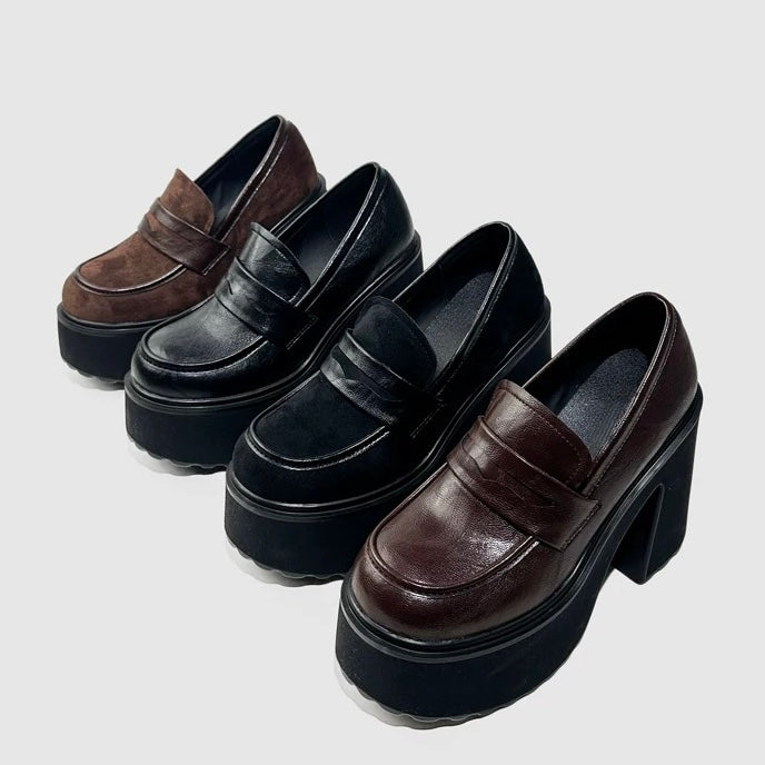 CHUNKY PLATFORM LOAFER HEELS / V1163