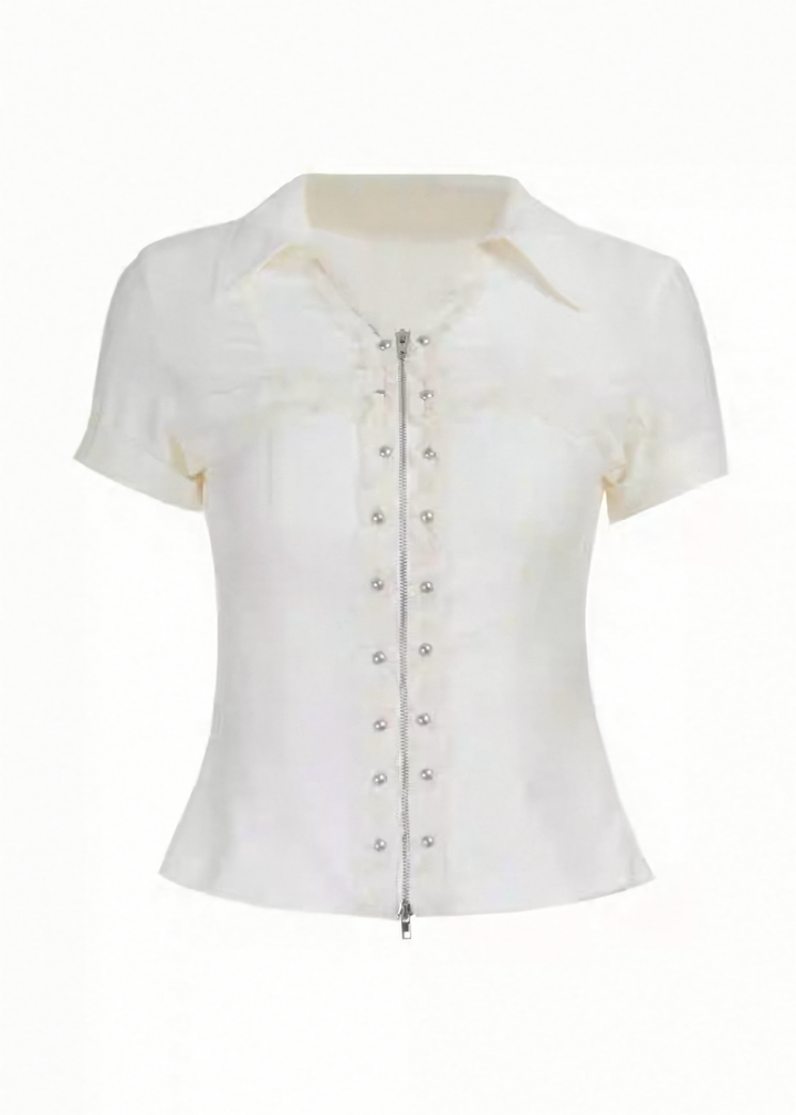 CLASSICAL FRILL ZIP BLOUSE / LG1567